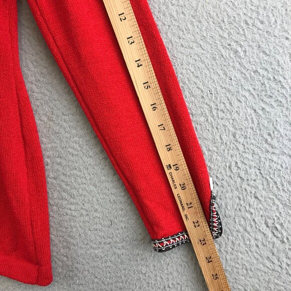 St. John Collection Marie Gray Blazer Women size 4 Red Santana Knit Half Zip - Picture 7 of 10